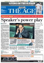 The Age (Australia) Newspaper Front Page for 27 November 2013