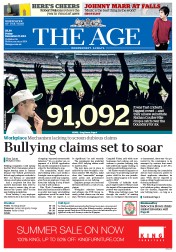 The Age (Australia) Newspaper Front Page for 27 December 2013