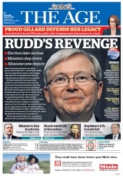 The Age (Australia) Newspaper Front Page for 27 June 2013
