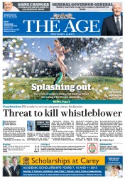 The Age (Australia) Newspaper Front Page for 29 January 2014