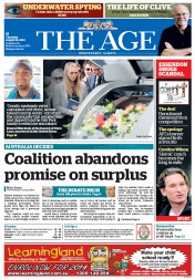 The Age (Australia) Newspaper Front Page for 29 August 2013