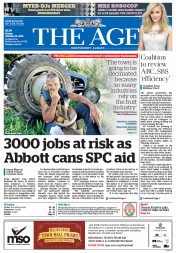 The Age (Australia) Newspaper Front Page for 31 January 2014