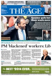 The Age (Australia) Newspaper Front Page for 5 February 2014