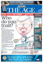 The Age (Australia) Newspaper Front Page for 5 August 2013