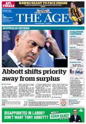The Age (Australia) Newspaper Front Page for 6 September 2013