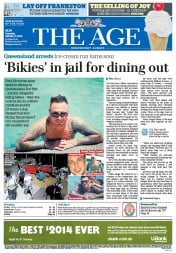 The Age (Australia) Newspaper Front Page for 7 January 2014