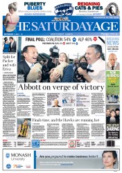The Age (Australia) Newspaper Front Page for 7 September 2013