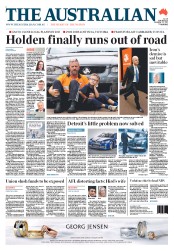 The Australian (Australia) Newspaper Front Page for 12 December 2013