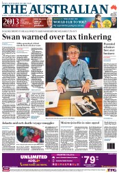 The Australian (Australia) Newspaper Front Page for 13 May 2013