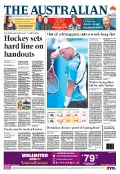 The Australian (Australia) Newspaper Front Page for 15 January 2014