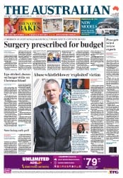 The Australian (Australia) Newspaper Front Page for 16 January 2014