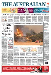 The Australian (Australia) Newspaper Front Page for 17 January 2014