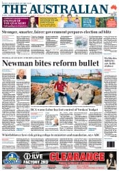 The Australian (Australia) Newspaper Front Page for 1 May 2013
