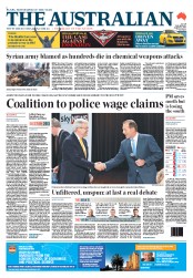 The Australian (Australia) Newspaper Front Page for 22 August 2013