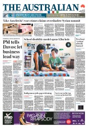 The Australian (Australia) Newspaper Front Page for 23 January 2014