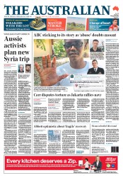 The Australian (Australia) Newspaper Front Page for 24 January 2014