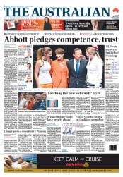 The Australian (Australia) Newspaper Front Page for 26 August 2013