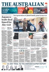 The Australian (Australia) Newspaper Front Page for 28 January 2014
