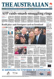 The Australian (Australia) Newspaper Front Page for 29 August 2013