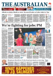 The Australian (Australia) Newspaper Front Page for 2 September 2013