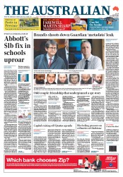 The Australian (Australia) Newspaper Front Page for 3 December 2013