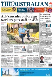 The Australian (Australia) Newspaper Front Page for 3 April 2013