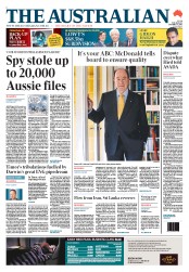 The Australian (Australia) Newspaper Front Page for 5 December 2013