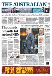 The Australian (Australia) Newspaper Front Page for 6 September 2013