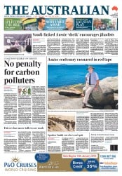 The Australian (Australia) Newspaper Front Page for 7 January 2014