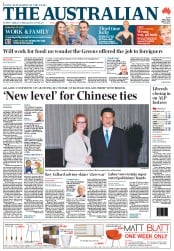 The Australian (Australia) Newspaper Front Page for 8 April 2013