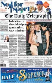 The Daily Telegraph (UK) Newspaper Front Page for 10 October 2016