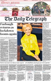 The Daily Telegraph (UK) Newspaper Front Page for 10 October 2020