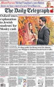 The Daily Telegraph (UK) Newspaper Front Page for 10 November 2021