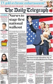 The Daily Telegraph (UK) Newspaper Front Page for 10 November 2022