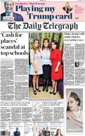 The Daily Telegraph (UK) Newspaper Front Page for 10 December 2016