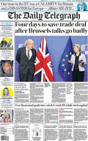 The Daily Telegraph (UK) Newspaper Front Page for 10 December 2020