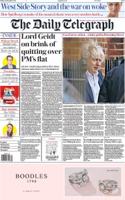 The Daily Telegraph (UK) Newspaper Front Page for 10 December 2021