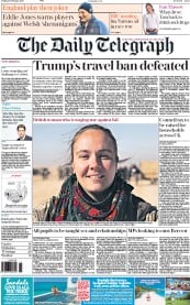 The Daily Telegraph (UK) Newspaper Front Page for 10 February 2017