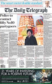 The Daily Telegraph (UK) Newspaper Front Page for 10 February 2022