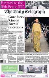 The Daily Telegraph (UK) Newspaper Front Page for 10 March 2016