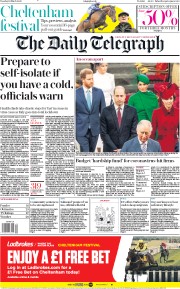 The Daily Telegraph (UK) Newspaper Front Page for 10 March 2020