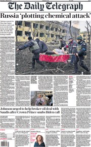 The Daily Telegraph (UK) Newspaper Front Page for 10 March 2022