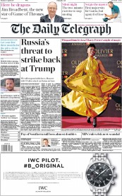 The Daily Telegraph (UK) Newspaper Front Page for 10 April 2017