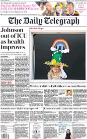 The Daily Telegraph (UK) Newspaper Front Page for 10 April 2020