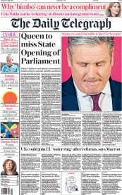 The Daily Telegraph front page for 10 May 2022