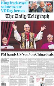 The Daily Telegraph front page for 10 May 2025