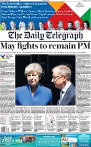 The Daily Telegraph (UK) Newspaper Front Page for 10 June 2017