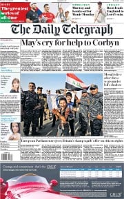 The Daily Telegraph (UK) Newspaper Front Page for 10 July 2017