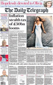 The Daily Telegraph front page for 10 August 2022