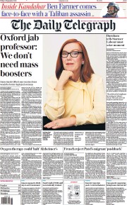 The Daily Telegraph (UK) Newspaper Front Page for 10 September 2021